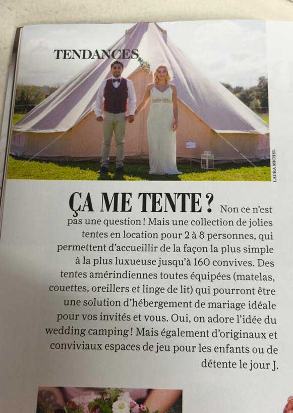 Article Mon Wedding Camping Mariée Magazine Juin 2016 Mariee magazine juin 2016 1 - Article Mon Wedding Camping Mariée Magazine Juin 2016